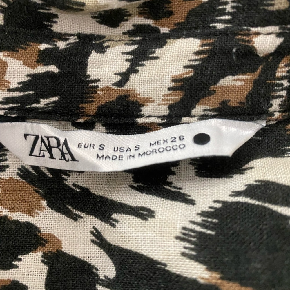 ZARA Leopard Print‎ Shirt Dress Small - Picture 8 of 11